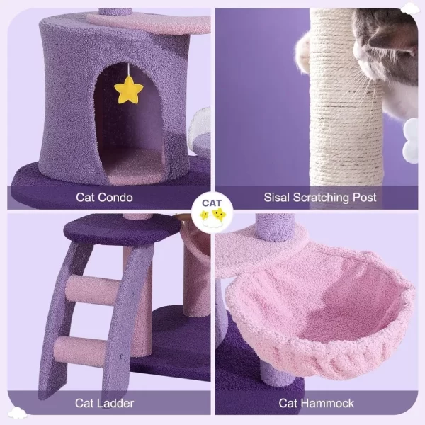Cute Tower, Unique Cat Tree Large Tall for Indoor , Cloud Big Cat Tree Cat Castle Mansion Condo for Large Activity Trees - Image 4