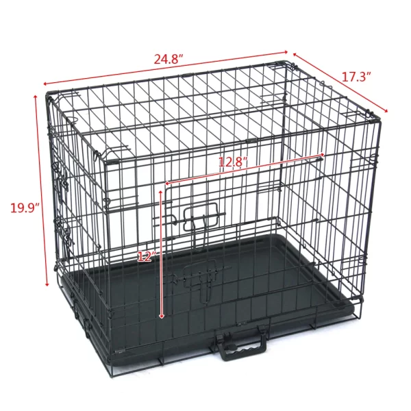24" Pet Kennel Cat Dog Folding Steel Crate Animal Playpen Wire Metal - Image 4
