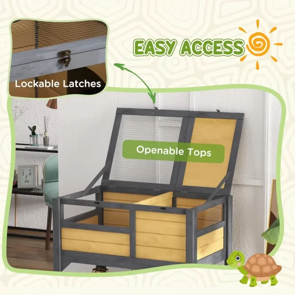 Tortoise Habitat with Shelf Storage, Tortoise Enclosure w/Weather Protection, Tortoise Gift Accessory, Reptile Enclosure w/ Tray