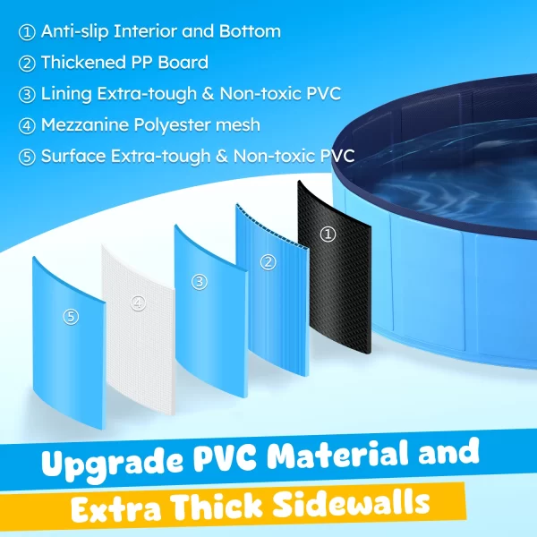 Portable Dog Pool, Foldable Pet Swimming Tub, Anti-Slip Collapsible Pet Bathtub, Hard Plastic Bath Pool for Pets Dogs and Cats - Image 4