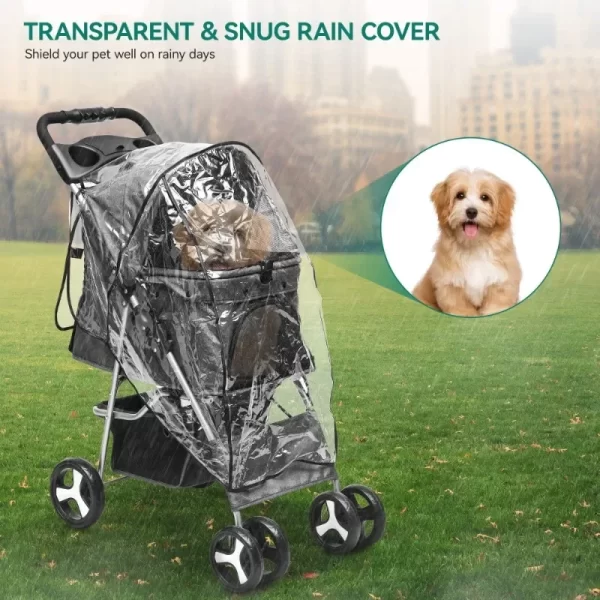Dog Stroller for Medium Small Dogs, Foldable Pet Stroller with 360° Rotation Wheel, Cat Kitty Puppy Stroller with Storage - Image 5