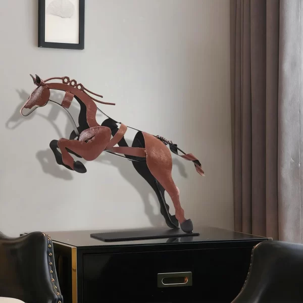 Horse Statue, Unique Metal Art Handmade Sculpture for Home Decor, Rustic Decor, Gifts for Horse Lovers (Brown) - Image 3