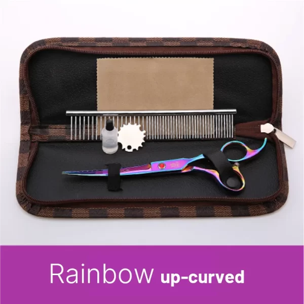 Fenice Classical Model 9cr steel 6.5/7.0 Inch rainbow & black dog grooming scissors shears - Image 9