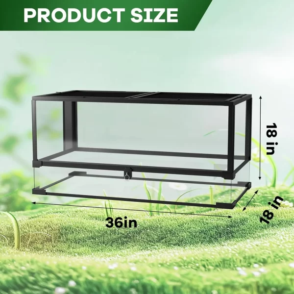 Reptile Glass Terrarium with Top & Side Screen Ventilation Reptile Terrarium, Double Hinge Door Anti Escape Reptile Tank - Image 8