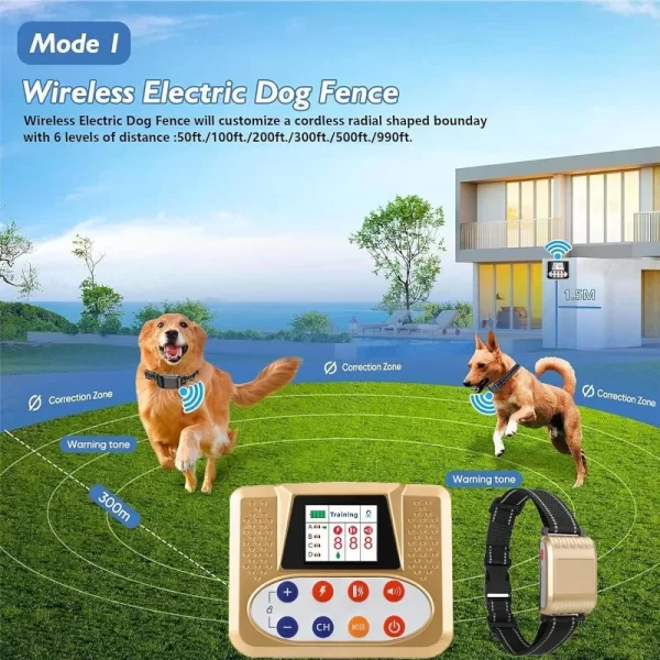 Wireless Dog Fence, Electric Dog Fence & Remote Training Collar,Vibration&Shock,IP65 Waterproof Collar for Large and Medium Dogs - Image 4