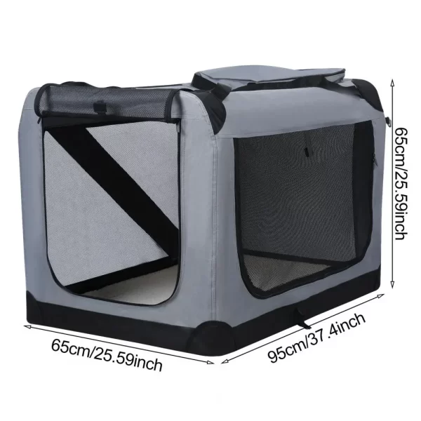 Folding Pet Crate with Breathable Mesh Door Window, Portable Indoor Outdoor Travel Collapsible Pet Cage, Large Capacity - Image 6