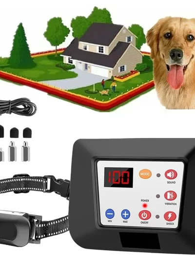 Wireless Dog Fence, Electric Dog Fence & Remote Training Collar, Waterproof and Rechargeable, Vibration & Shock, Range of 80-164