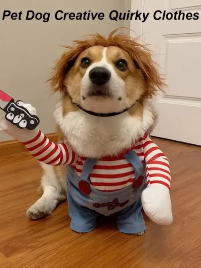 Pet Dog Creative Clothes Quirky Dog Clothes Adjustable Pets Role Playing Costume Holding Knife for Small Medium Dogs