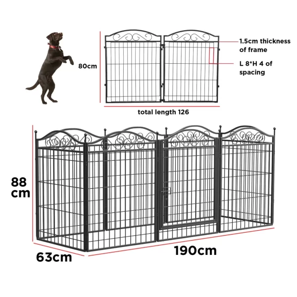 8 Panels Heavy Duty Metal Dog Panel Foldable Pet Playpen Indoor Outdoor Garden Dog Puppy Fence with Gate - Image 7