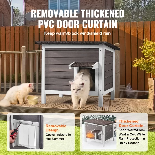 VEVOR Outdoor Cat House Weatherproof, Feral Cat Shelter for Cats Outdoor Wooden Cat Rabbit House with All-Round Foam Insulated - Image 5