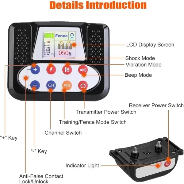 Wireless Dog Fence, Electric Dog Fence & Remote Training Collar,Vibration&Shock,IP65 Waterproof Collar for Large and Medium Dogs - Image 5