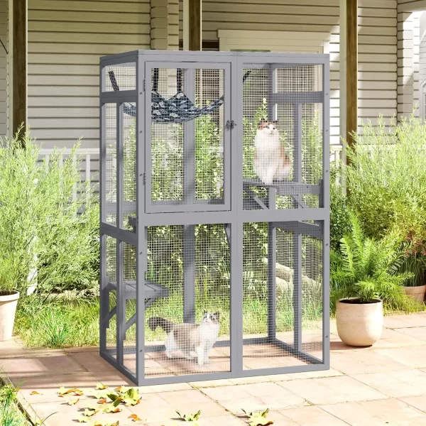 Outdoor Cat Enclosure, Wooden Catio with Window Access for Patio, Indooe Kitty House Cage - Image 10