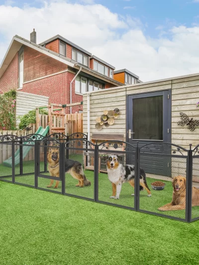 Dog Playpen Fence Detachable Play Pen Exercise Puppy Kennel Cage Dogs Supplies Dog Fences 8 Panels with Waterproof Pad
