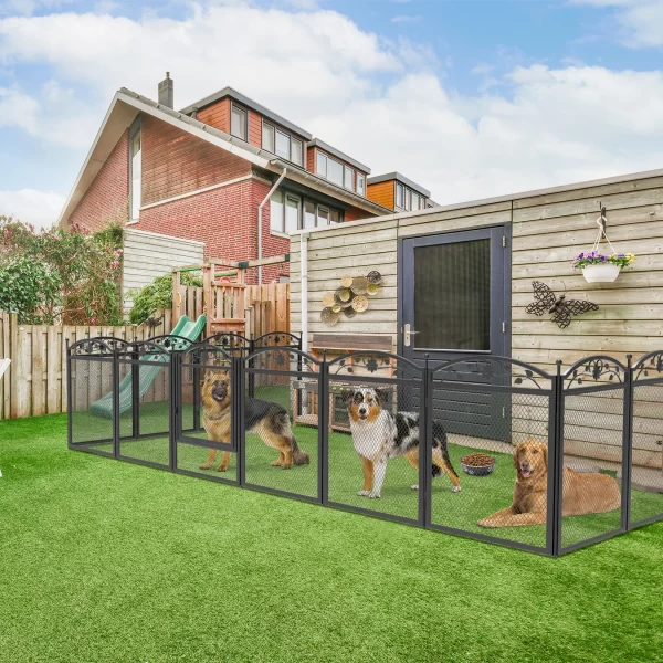 Dog Playpen Fence Detachable Play Pen Exercise Puppy Kennel Cage Dogs Supplies Dog Fences 8 Panels with Waterproof Pad