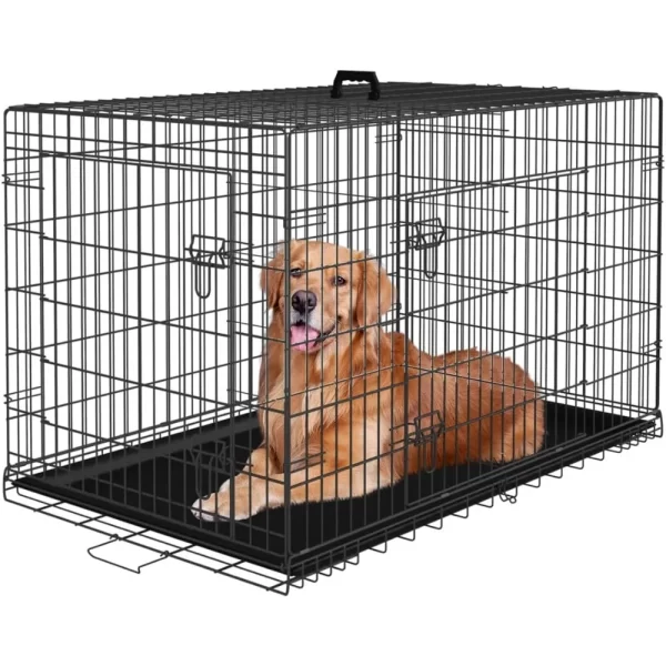Large Dog Crate Kennel for Medium Large Dogs Metal Dog Cage Double-Door Folding Travel Indoor Outdoor Puppy Playpen - Image 2