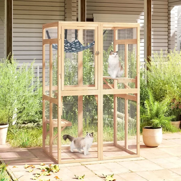 Outdoor Cat Enclosure, Wooden Catio with Window Access for Patio, Indooe Kitty House Cage - Image 8