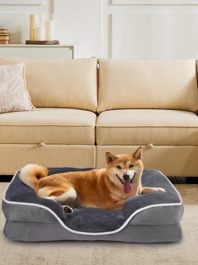 JHK Orthopedic Dog Bed Memory Foam Pet Bed with Washable Removable Cover Non-Slip Base Waterproof Liner