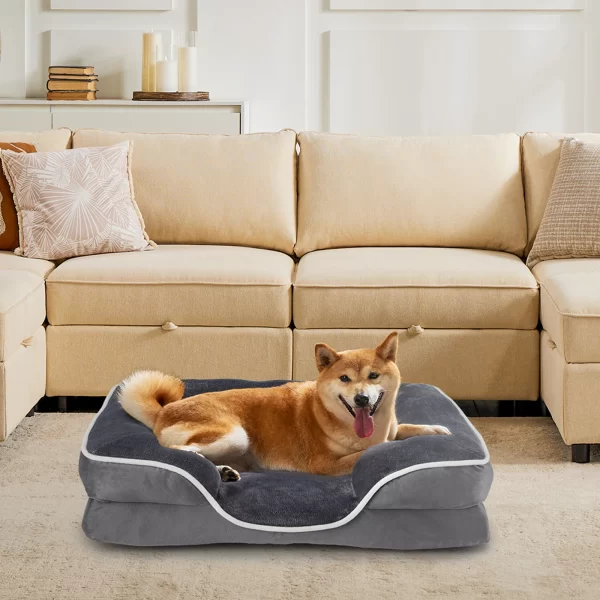 JHK Orthopedic Dog Bed Memory Foam Pet Bed with Washable Removable Cover Non-Slip Base Waterproof Liner