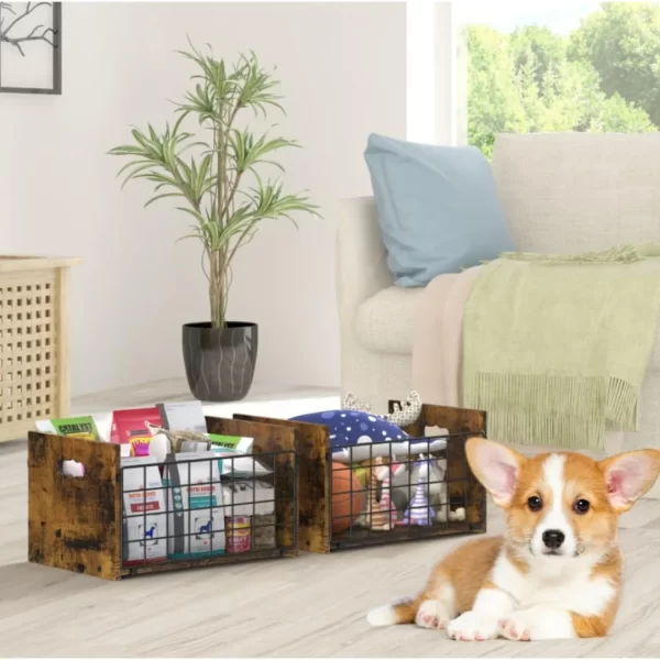 Metal Dog Toy Basket Organizer | Wooden Pet Storage Box for Puppy/Small Dogs | Multi-Purpose Chest for Leash, Blanket, Dog Food - Image 6