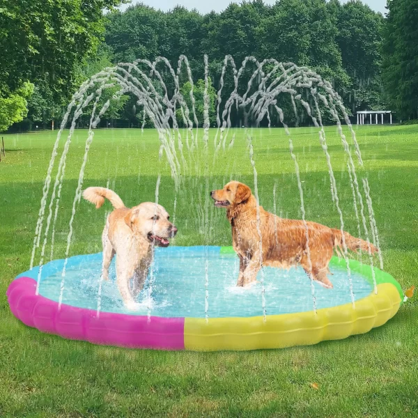 Splash Pad for Dogs, Non-Slip Splash Pad for Pets Summer Outdoor Water Toys, Sprinkler Pool for Dogs Outdoor Play - Image 5