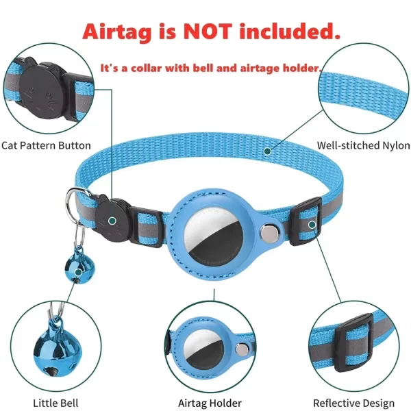 Anti-Lost Cat Collar for Airtag GPS Tracker Protective Case With Bell Reflective (AIr tag available for purchase separately) - Image 2
