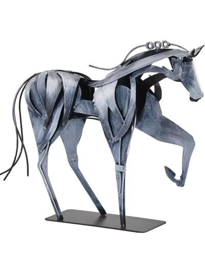 Horse Statue-Unique Rustic Decor for Office&Home -Hand-Painted Metal Sculpture - Perfect Handicraft Gift for Horse Lovers (Grey)