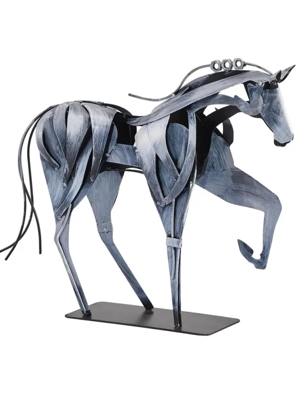 Horse Statue-Unique Rustic Decor for Office&Home -Hand-Painted Metal Sculpture - Perfect Handicraft Gift for Horse Lovers (Grey)