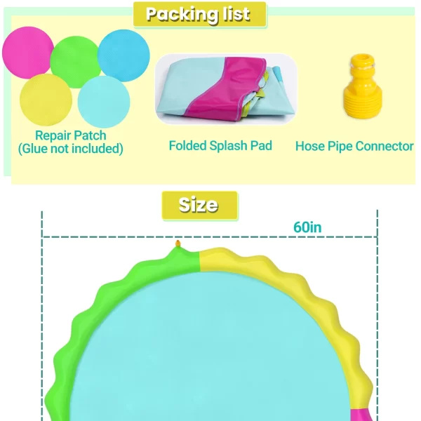 Splash Pad for Dogs, Non-Slip Splash Pad for Pets Summer Outdoor Water Toys, Sprinkler Pool for Dogs Outdoor Play - Image 6