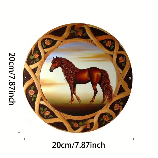 7.8" Iron Wall Decor Plaque with Horse Design - High-Definition 2D Print, Durable, Ideal for Home, Garden, Porch Decoration - Image 2