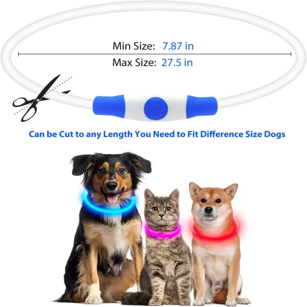 HiGuard LED Dog/Cat Collar USB Rechargeable Glowing Collars Lighted Up Safety Necklace Glow in the Dark - Image 5