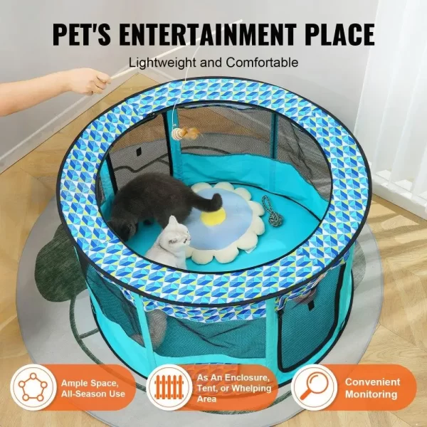44'' Portable Foldable Pet Playpen - Waterproof for indoor/Outdoor Dog Crate with Removable Zipper for Dogs, Cats & Puppies - Image 5