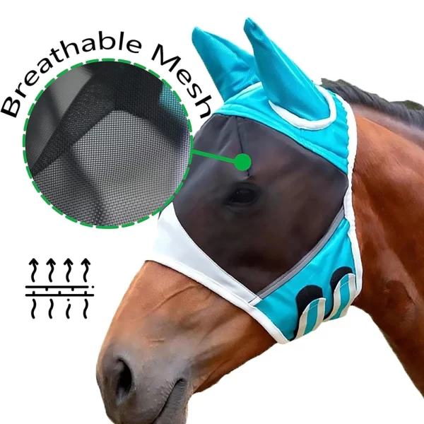 Horse Fly Masks Breathable Horse Head Cover Anti-Mosquito Horse Summer Eye Shield Adjustable Outdoor Riding Equestrian Equipment - Image 7