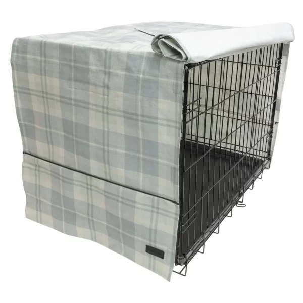 22 Inch Plaid Dog Crate Cover Cozy Shelter Washable Water Resistant Easy Access Ventilated Design Pet Privacy Flaps - Image 3