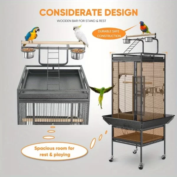 61" Large Bird Cage Top Play Non-Toxic Power Coated Steel Best Pet House EZ USE - Image 4