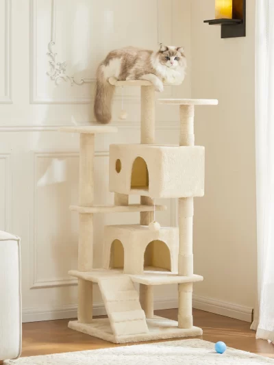 JHK 54in Tall Multi-Level Cat Tree Tower for Indoor Pet Furniture Stable Kitty Play House with Sisal Scratching Post