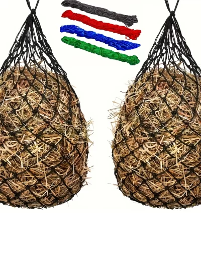 (2pcs) Horse Hay Net, Slow Feed Hay Bag, Feeding Net for horse, sheep, donkey, goat and more