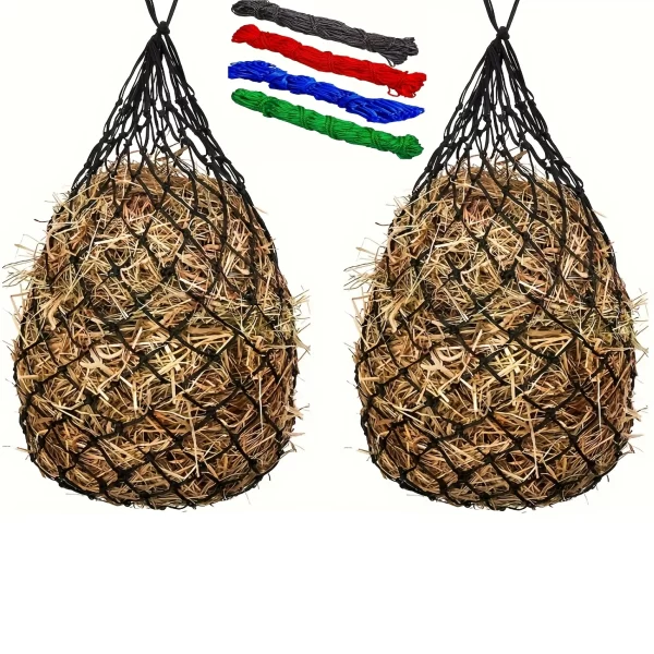 (2pcs) Horse Hay Net, Slow Feed Hay Bag, Feeding Net for horse, sheep, donkey, goat and more
