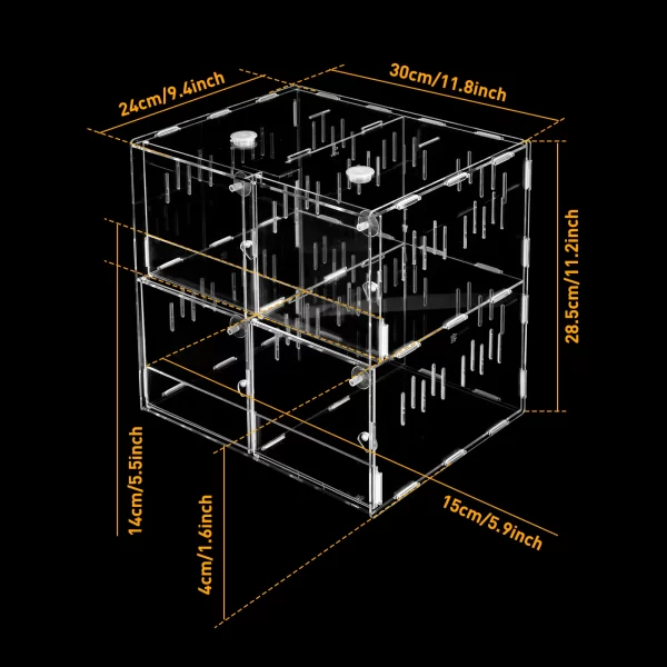 4 Grids Acrylic Pet Reptile Cage Breeding Box Terrarium Lizard Insect Climbing Spider Snake Tank Clear - Image 7