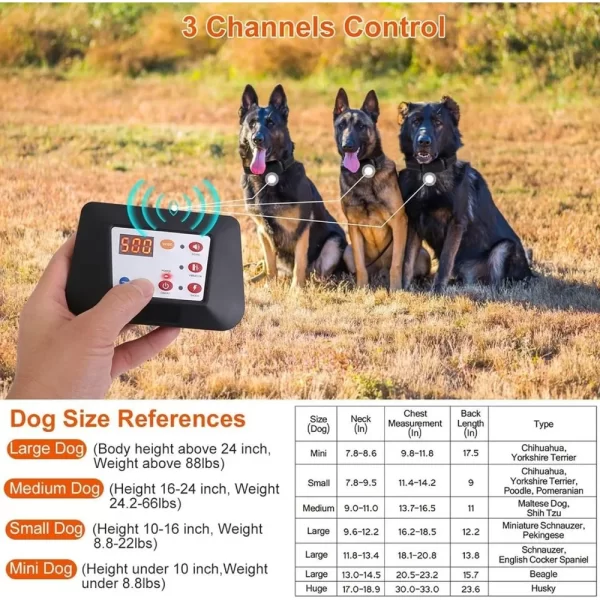 Wireless Dog Fence, Electric Dog Fence & Remote Training Collar, Waterproof and Rechargeable, Vibration & Shock, Range of 80-164 - Image 4