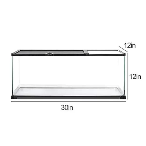 20 Gallon Dual Top Sliding Reptile Glass Terrarium Easy Clean Tank Snake Hamster Hedgehog Patented Design Waterproof PVC Tray - Image 4