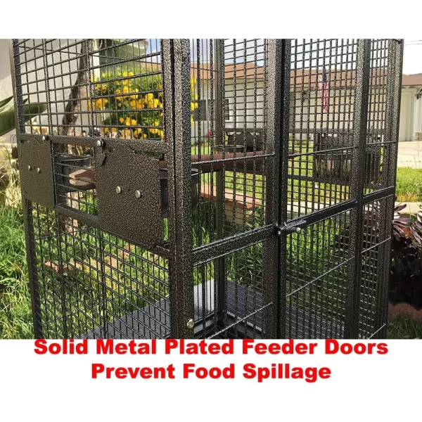 Extra Large Wrought Iron Open/Close Play Top Bird Parrot Cage, Include Metal Seed Guard Solid Metal Feeder Nest Doors - Image 4