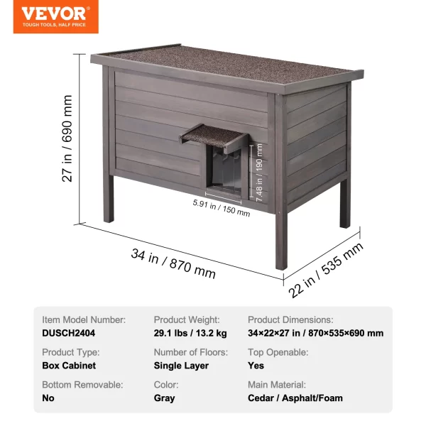 VEVOR Outdoor Cat House Weatherproof, Feral Cat Shelter for Cats Outdoor Wooden Cat Rabbit House with All-Round Foam Insulated - Image 8