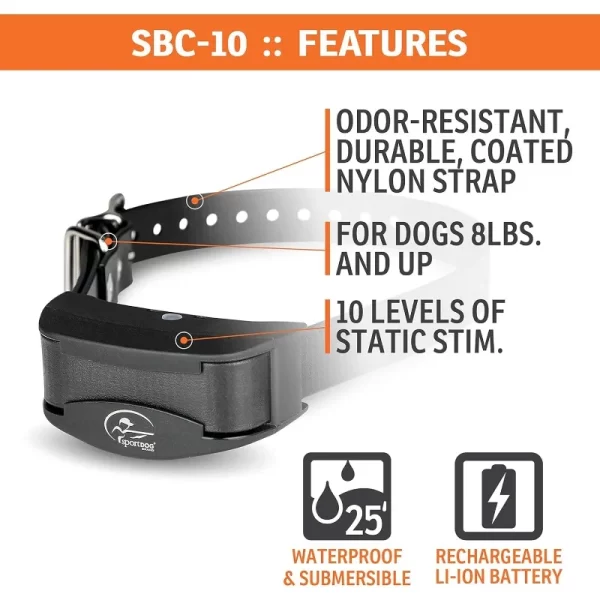 SportDOG Brand NoBark 10 Collar, Dog Bark Collars, Rechargeable, Programmable Bark Collar, Silent Partner Technology, (Black) - Image 3