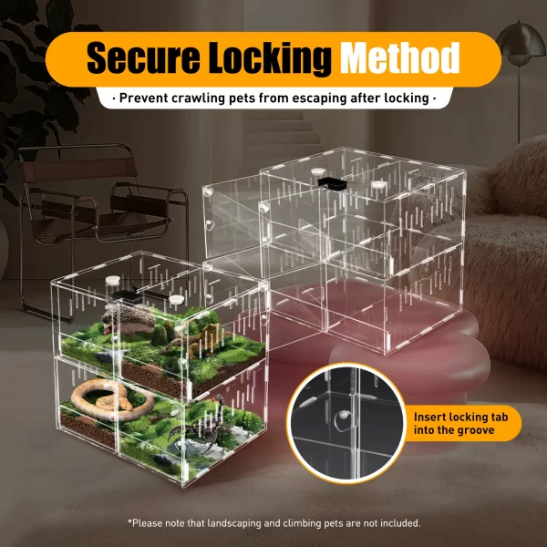 4 Grids Acrylic Pet Reptile Cage Breeding Box Terrarium Lizard Insect Climbing Spider Snake Tank Clear - Image 8