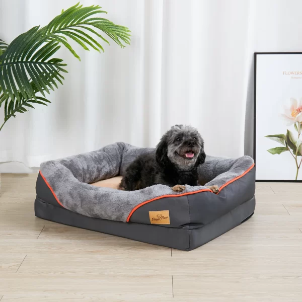 XL & 2XL Dog Bed Super Soft Orthopedic Foam Pet Bed Sleeping Mat with Cotton-padded Bolster and Removable Cover - Image 3