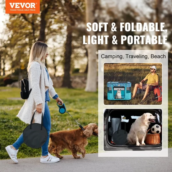 Foldable Pet Playpen, 32'' x 24'' x 22'' Portable Dog Playpen, Crate Kennel for Puppy, Dog, Cat, Waterproof 600D Oxford Cloth, - Image 3