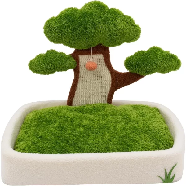 Luxury Cat House with Pine Tree Scratching Post, 24.8" Plush Velvet Bed & Sisal Scratcher for Indoor Cats, Includes Dangling Toy - Image 4