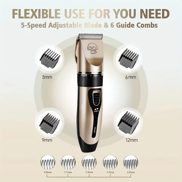 Pet Hair Trimmer Kit Electric Precision Clippers Perfect for Professional Grooming at Home, Ideal for Dogs and Cats - Image 4