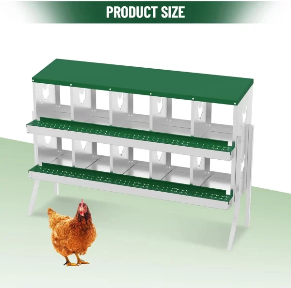 Chicken Nesting Box with Bracket Legs 6/8/10 Compartment Mental Chicken Laying Boxes for Chicken Coop Hens - Image 8