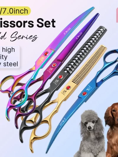 Fenice Classical Model 9cr steel 6.5/7.0 Inch rainbow & black dog grooming scissors shears